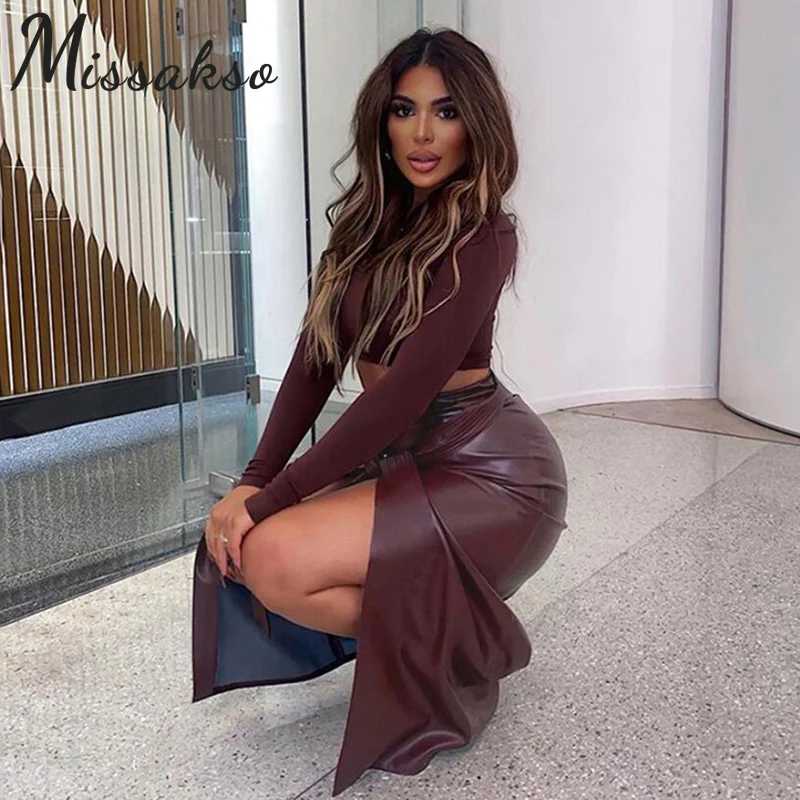 Missakso Sexy Bodycon Split PU Leather Skirt 2021 Spring Women Party Streetwear Fashion Black Pocket Pencil Midi Skirts Ladies 
Missakso Sexy Bodycon Split PU Leather Skirt 2021 Spring Women Party Streetwear Fashion Black Pocket Pencil Midi Skirts Ladies