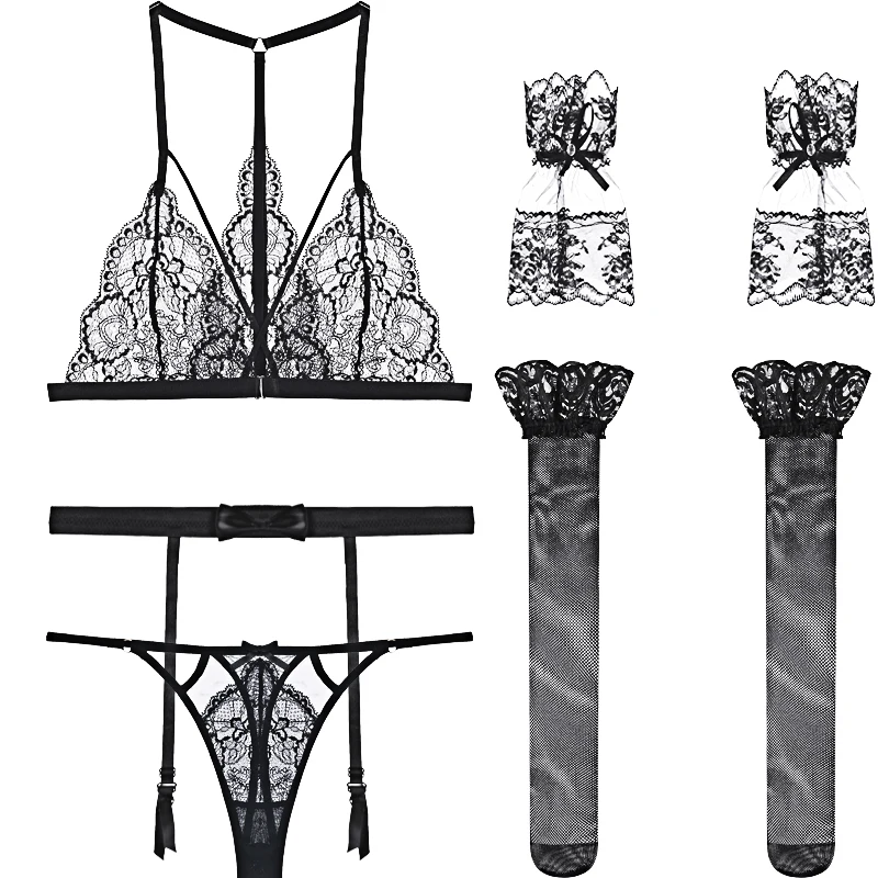 New 2020 Black ultra-thin sexy lingerie set bra set perspective sexy ladies lace hot underwear set garter set 5-piece set
New 2020 Black ultra-thin sexy lingerie set bra set perspective sexy ladies lace hot underwear set garter set 5-piece set