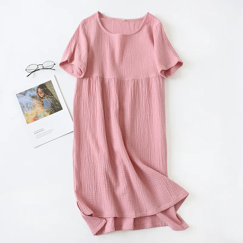 Summer Nightgowns Long Comfortable Solid Color Cotton Gauze Skirt Home Sleepshirts Round Neck Women's Nightdress Thin Sleepwear
Summer Nightgowns Long Comfortable Solid Color Cotton Gauze Skirt Home Sleepshirts Round Neck Women's Nightdress Thin Sleepwear