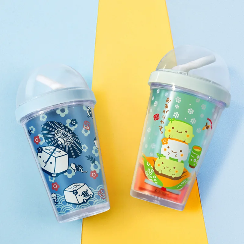 Straw Cover Double-layer Cup 320ml Plastic Cup Lovely Children's Gift Water Cup Gentle Tofu
Straw Cover Double-layer Cup 320ml Plastic Cup Lovely Children's Gift Water Cup Gentle Tofu