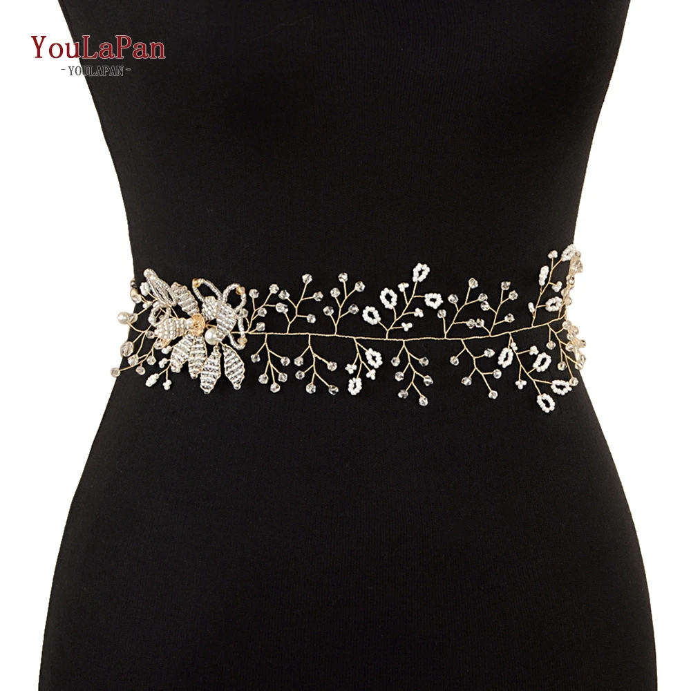 TOPQUEEN Bridal Belts with Pearls Wedding Sash Belt for The Bride Accessories Thin Night Dress SH68 | Свадьбы и торжества