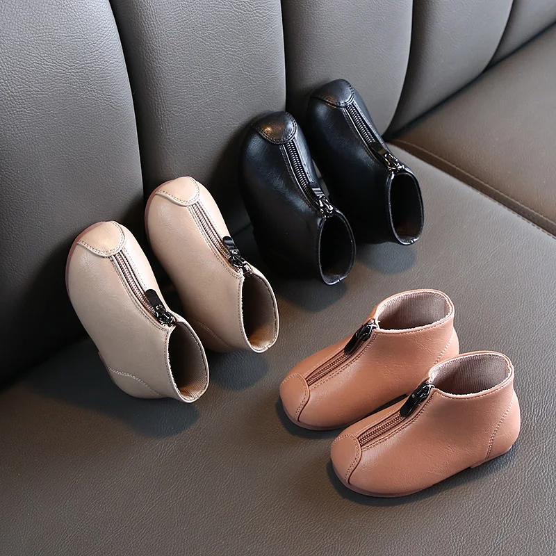 Autumn and Winter Models of Solid Color Front Zipper Children's Soft-soled Boy and Girl Baby Toddler Genuine Leather Boots
Autumn and Winter Models of Solid Color Front Zipper Children's Soft-soled Boy and Girl Baby Toddler Genuine Leather Boots