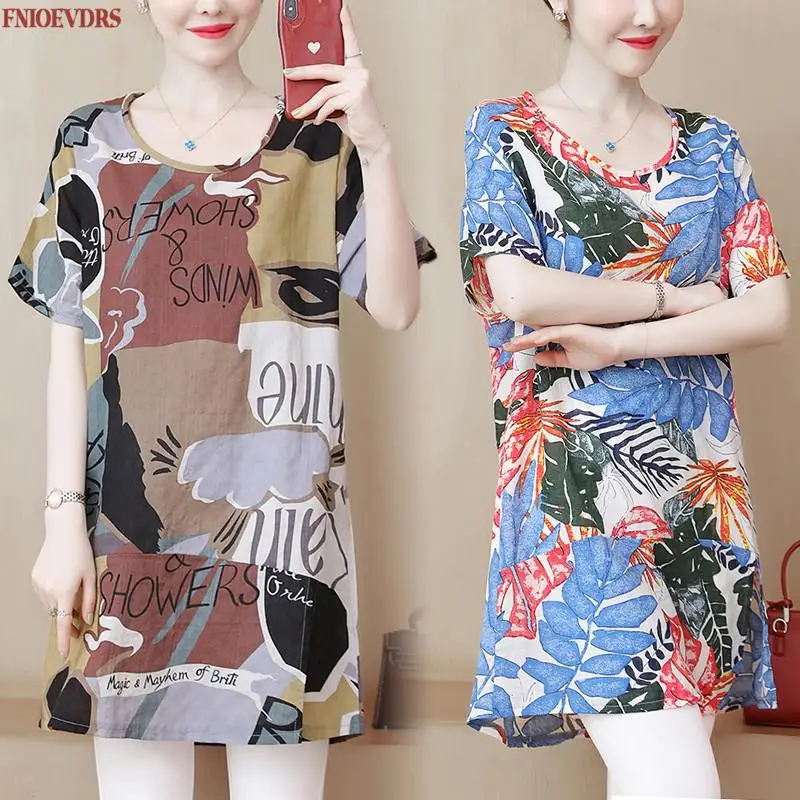 5XL Shirt Women Summer Printing O-neck Blouse Casual Female fashion shirt Cotton Linen Tops Tunic Plus Size
5XL Shirt Women Summer Printing O-neck Blouse Casual Female fashion shirt Cotton Linen Tops Tunic Plus Size