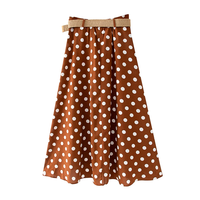 2020 Summer Women Polka Dot Print Skirt With Belt Button High Waist Loose Midi Skirt Female Beach Skirts Lady Jupe Femme
2020 Summer Women Polka Dot Print Skirt With Belt Button High Waist Loose Midi Skirt Female Beach Skirts Lady Jupe Femme