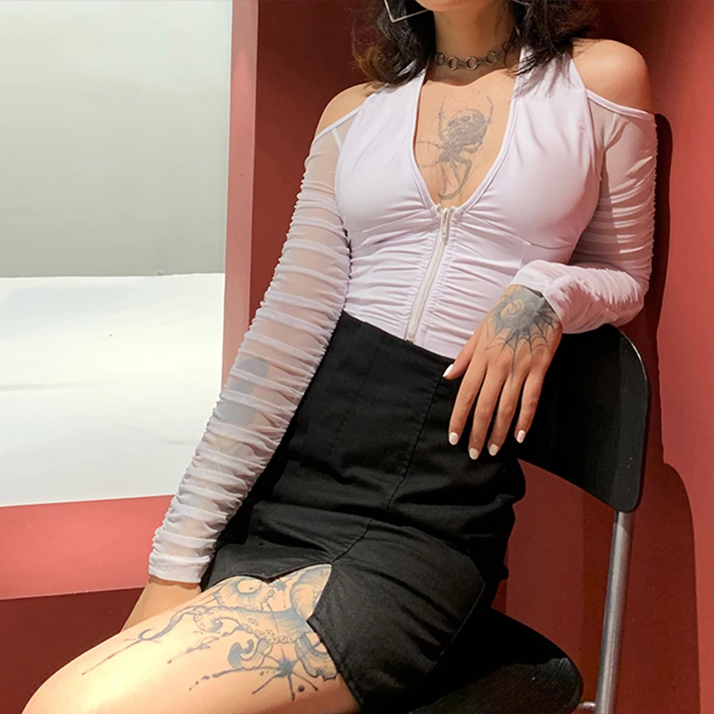Mesh Crop Tops 2021 Fashion Women Long Sleeve Tees Club Outfits For Patchwork V-neck Bottoming Shirt Without Straps T-Shirt
Mesh Crop Tops 2021 Fashion Women Long Sleeve Tees Club Outfits For Patchwork V-neck Bottoming Shirt Without Straps T-Shirt