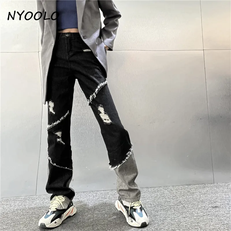 NYOOLO Casual Streetwear Ripped Holes Tassels Patchwork Washed Jeans Women Vintage Boyfriends Hip Hop Straight Denim Pants
NYOOLO Casual Streetwear Ripped Holes Tassels Patchwork Washed Jeans Women Vintage Boyfriends Hip Hop Straight Denim Pants