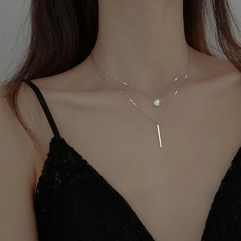 New 925 Sterling Silver Double Layer Necklace Round Shiny Zircon Pendant Necklaces Gift For Women Wedding Fine Accessories NK093
New 925 Sterling Silver Double Layer Necklace Round Shiny Zircon Pendant Necklaces Gift For Women Wedding Fine Accessories NK093