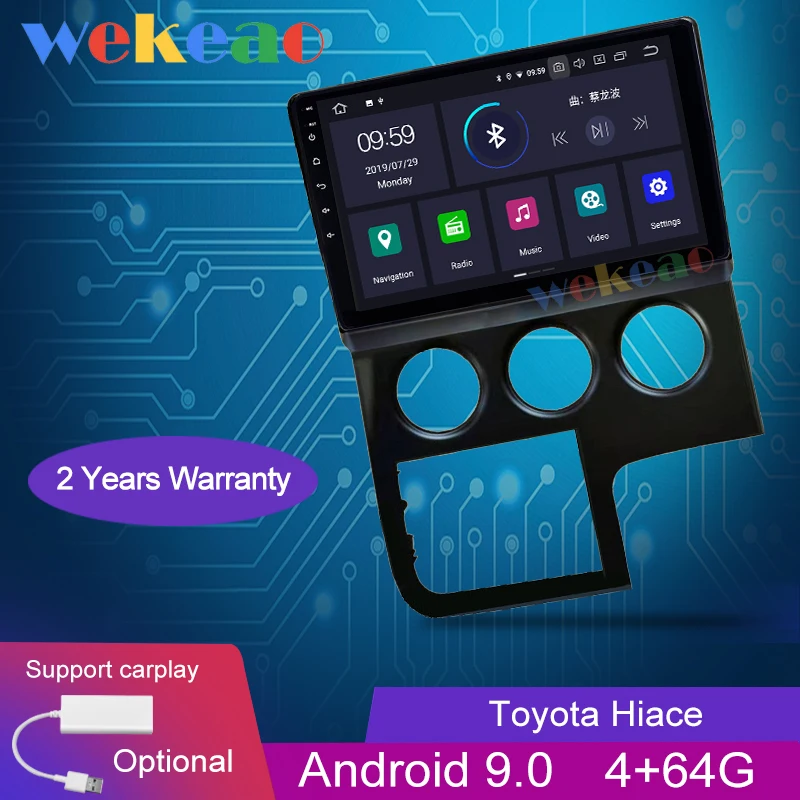 Wekeao Touch Screen 10.1'' 1 Din Android 9.0 Car Radio Automotivo Car DVD Player For Toyota Hiace Android Auto GPS Navigation
Wekeao Touch Screen 10.1'' 1 Din Android 9.0 Car Radio Automotivo Car DVD Player For Toyota Hiace Android Auto GPS Navigation