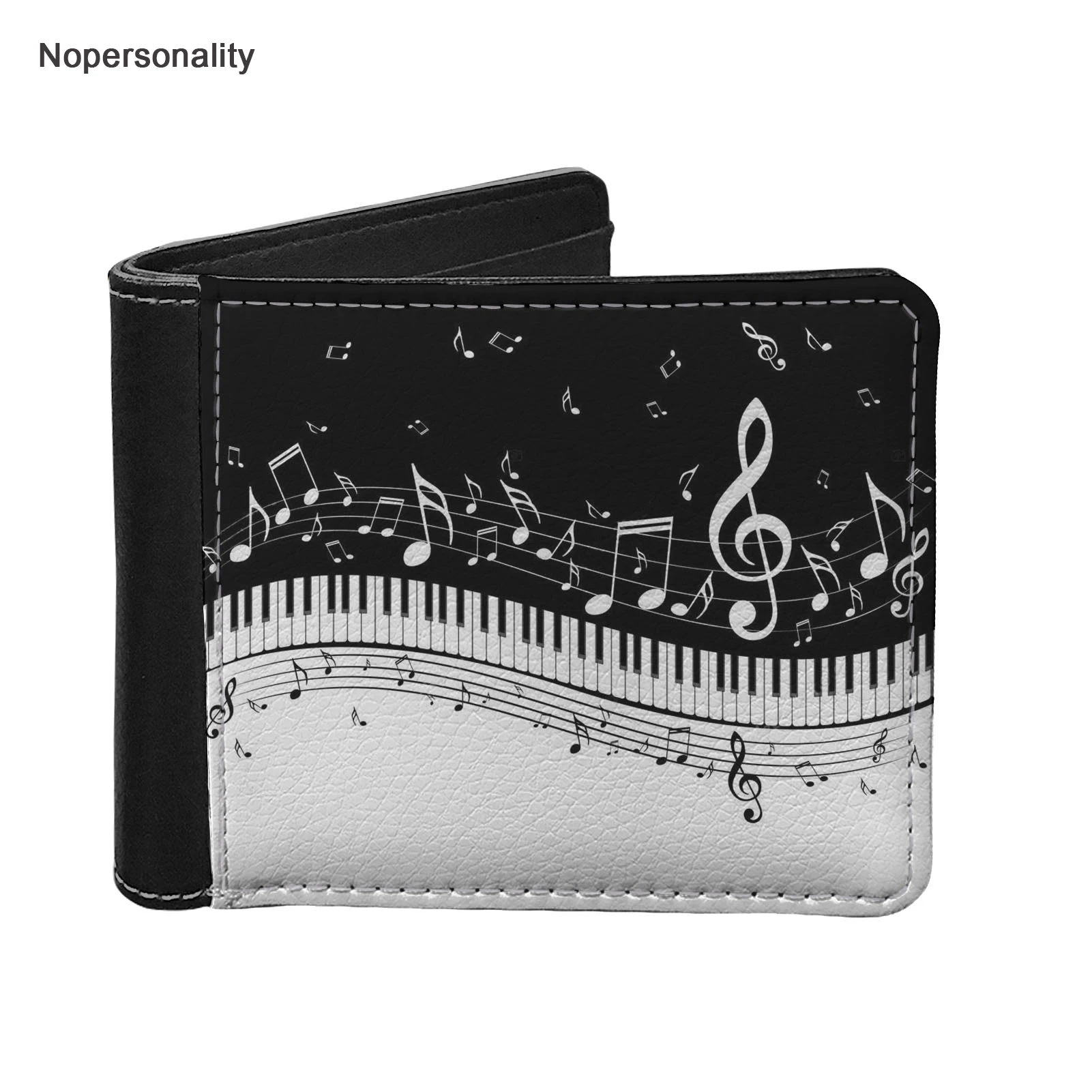 

Nopersonality Christmas Wallet Music Notes Print Mens Wallet Coin Purse Designer Black Pu Leather Credit Card Holder Money Bags
