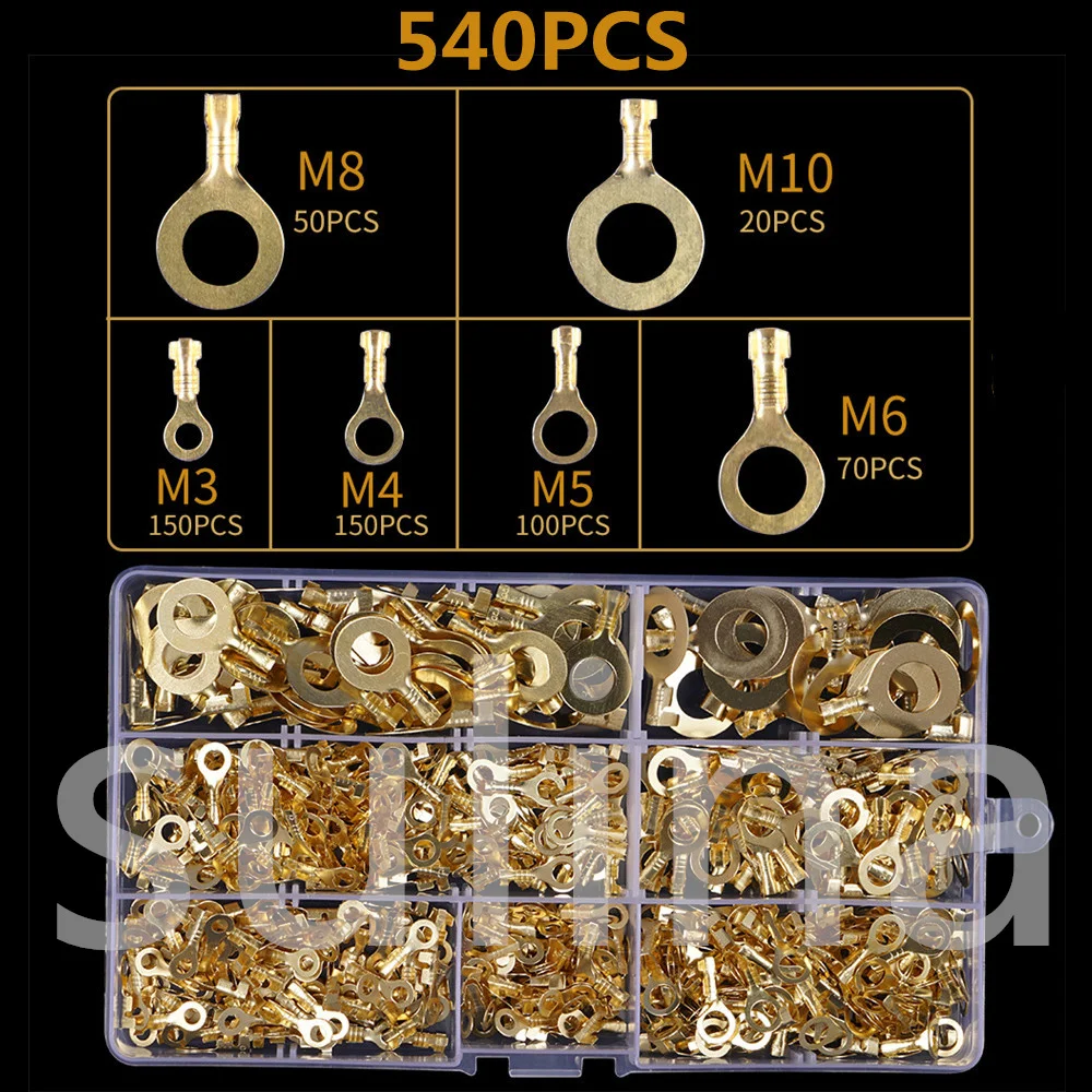 540PCS M3-M10 Electrical Wire Crimp Terminals Connerctors Non-Insulated Ring Lugs Cable Connector Crimper Plier Tools Set
540PCS M3-M10 Electrical Wire Crimp Terminals Connerctors Non-Insulated Ring Lugs Cable Connector Crimper Plier Tools Set