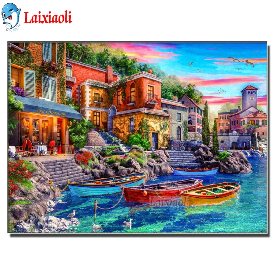 5D DIY Diamond Embroidery Seaside pier village Scenery Diamond Painting Full Square boats Picture Of Rhinestones Home Decoration
5D DIY Diamond Embroidery Seaside pier village Scenery Diamond Painting Full Square boats Picture Of Rhinestones Home Decoration