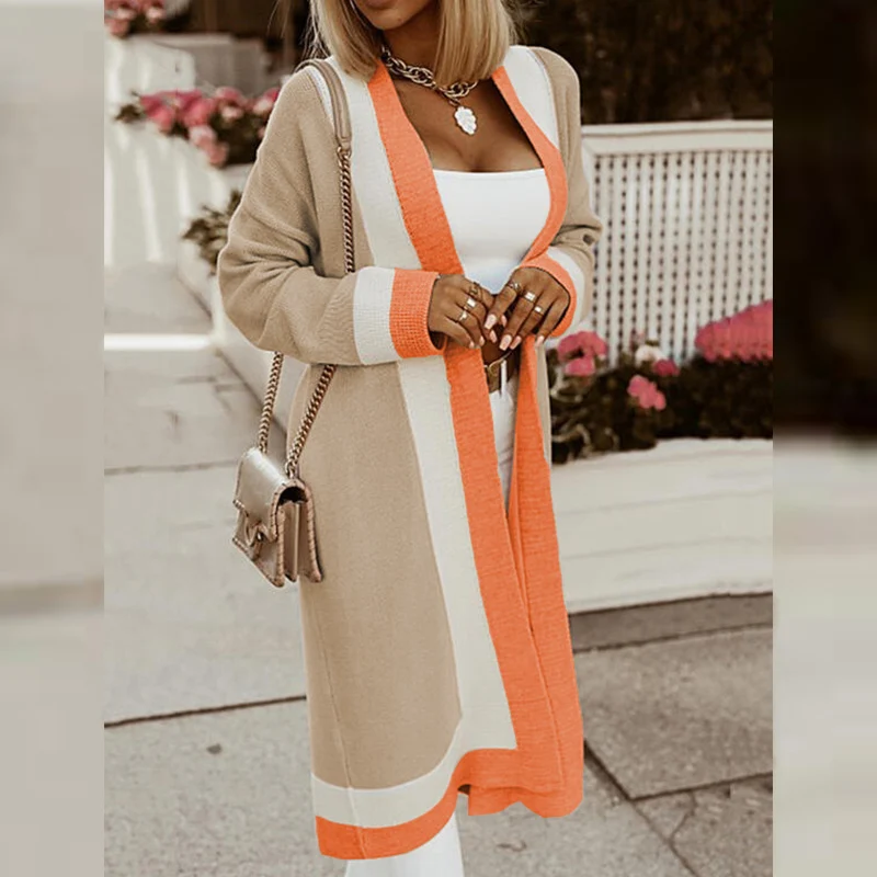 Женский трикотажный кардиган в полоску, повседневный длинный джемпер в стиле пэчворк, свободная верхняя одежда с длинным рукавом, Осень-зим...
Женский трикотажный кардиган в полоску, повседневный длинный джемпер в стиле пэчворк, свободная верхняя одежда с длинным рукавом, Осень-зим...