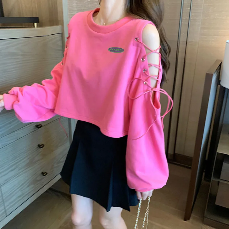 2021 Fall Women Korean Long Sleeve Pink Cropped Tops Y2k Hot T Shirts Harajuku Ladies Solid Loose Sexy Hollow Out Tshirts Indie 
2021 Fall Women Korean Long Sleeve Pink Cropped Tops Y2k Hot T Shirts Harajuku Ladies Solid Loose Sexy Hollow Out Tshirts Indie