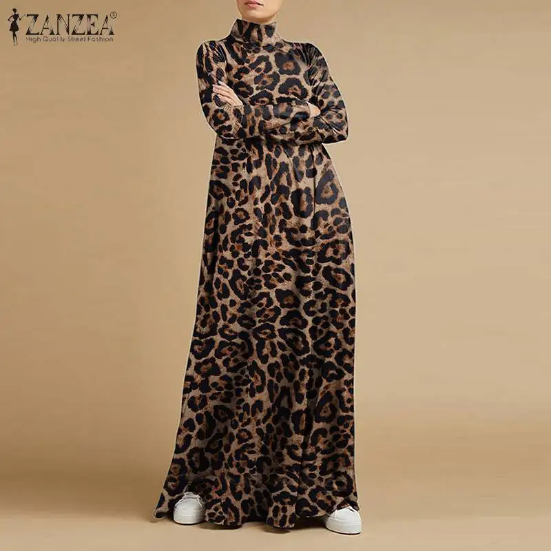 ZANZEA 2022 Stylish Leopard Maxi Dress Women's Printed Sundress Long Sleeve Turtleneck Vestidos Female Baggy Robe Oversized
ZANZEA 2022 Stylish Leopard Maxi Dress Women's Printed Sundress Long Sleeve Turtleneck Vestidos Female Baggy Robe Oversized