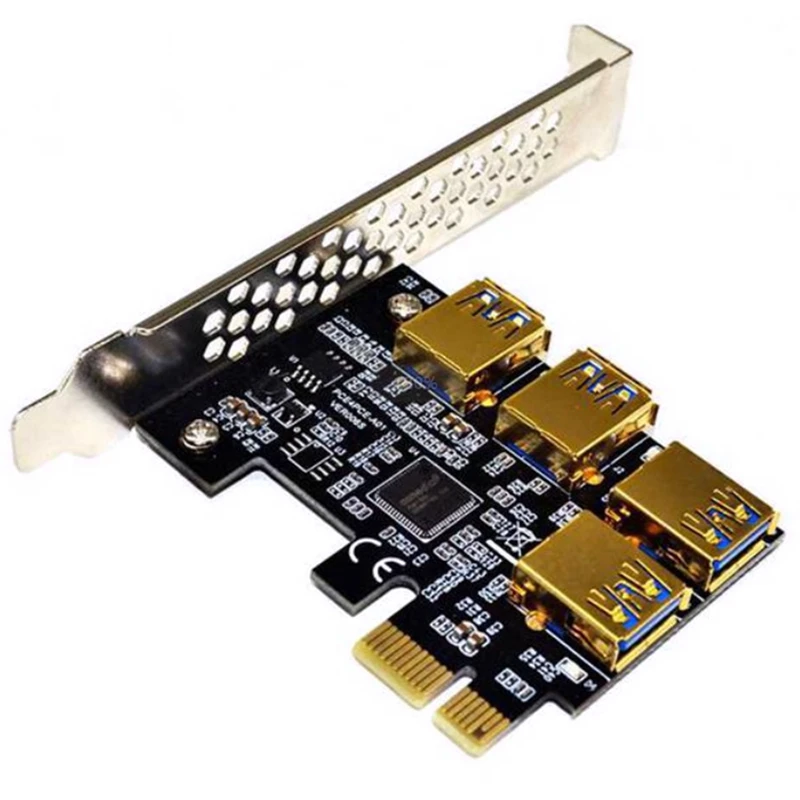 PCIE Riser адаптер карты на 4 порта PCI-E от 1 до USB 3 0 Райзер-удлинитель для эфириума