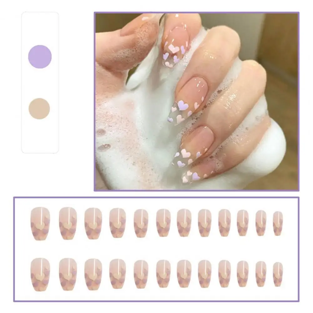 24Pcs/Set Detachable Nail Patch Heart Shape Colorful Love Shaped Nail Glue Type Fashion Manicure Patch for Female
24Pcs/Set Detachable Nail Patch Heart Shape Colorful Love Shaped Nail Glue Type Fashion Manicure Patch for Female