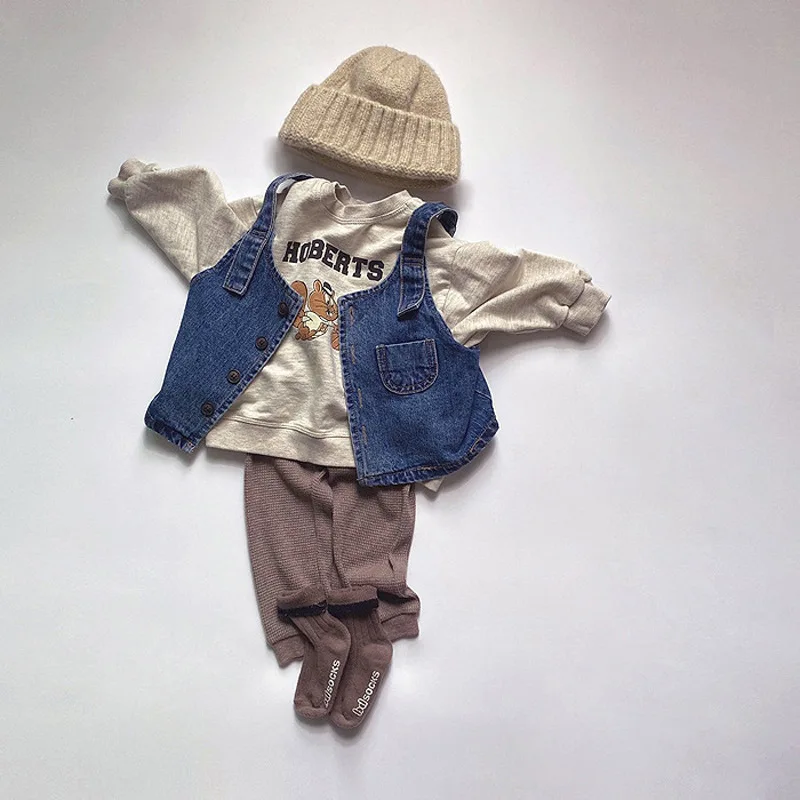 Boy and girl baby children's autumn clothing infants and young children retro denim vest single-breasted corduroy vest 102
Boy and girl baby children's autumn clothing infants and young children retro denim vest single-breasted corduroy vest 102