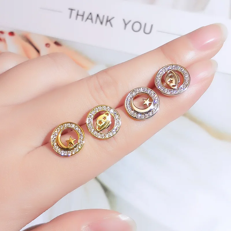 High sense circle fashion diamond earrings female asymmetric star and moon earrings super fairy fresh simple ear clip earring
High sense circle fashion diamond earrings female asymmetric star and moon earrings super fairy fresh simple ear clip earring