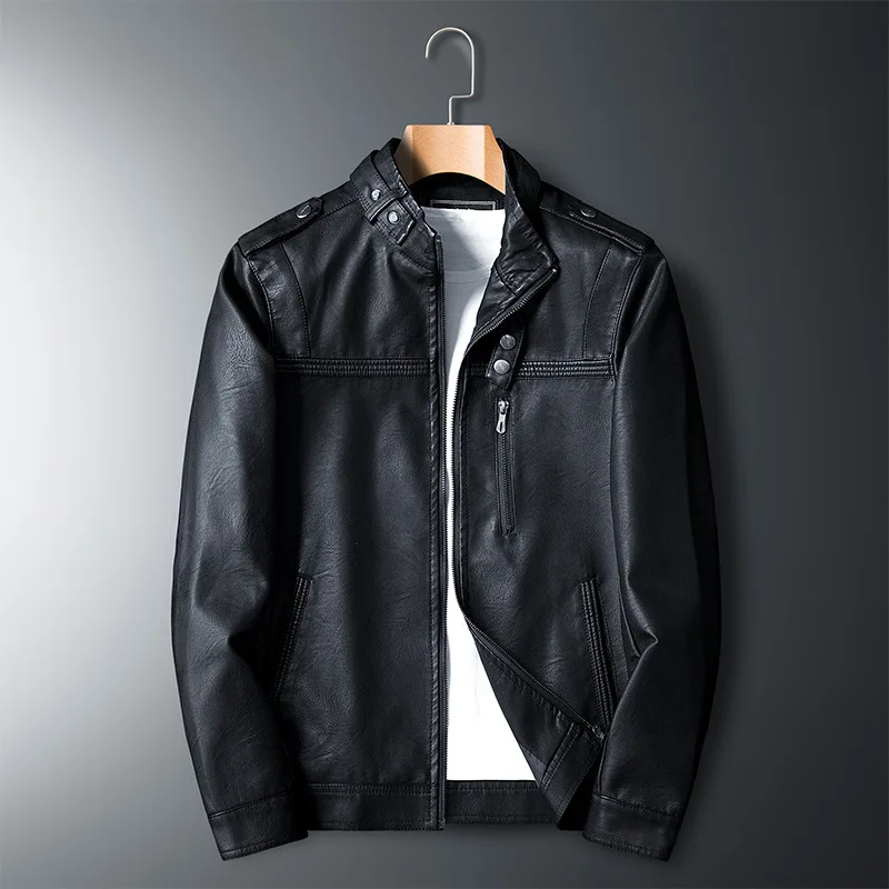 2021 Men's Autumn New Stand Collar Stitching Leather Coat Youth Epaulet Slim-Fitting Biker Leather Jacket
2021 Men's Autumn New Stand Collar Stitching Leather Coat Youth Epaulet Slim-Fitting Biker Leather Jacket