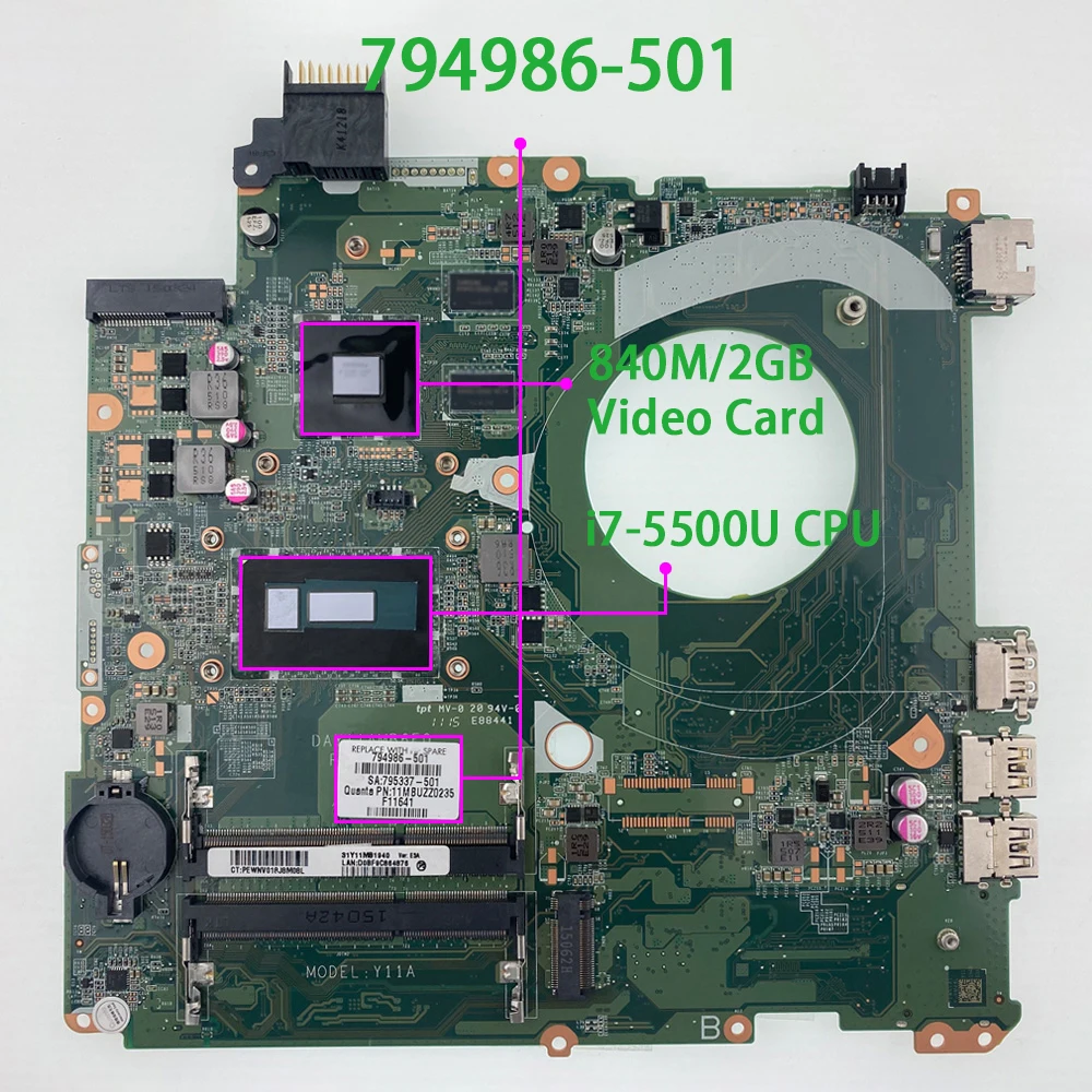 794986-501 794986-001 794986-601 DAY11AMB6E0 w 840 M/2 GB i7-5500U cpu для hp ENVY 15-K 15T-K200 ноутбук ПК материнская