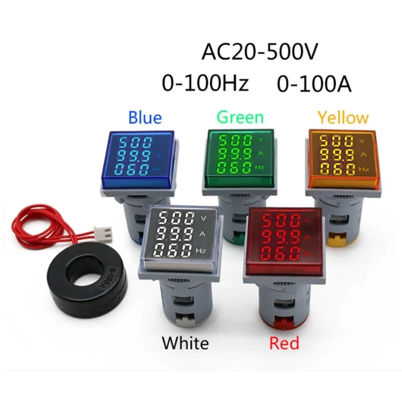 5 Pcs Square LED Digital Voltmeter Ammeter Hertz Meter AC20-500V Signal Lights Voltage Current Frequency Combo Meter 
5 Pcs Square LED Digital Voltmeter Ammeter Hertz Meter AC20-500V Signal Lights Voltage Current Frequency Combo Meter