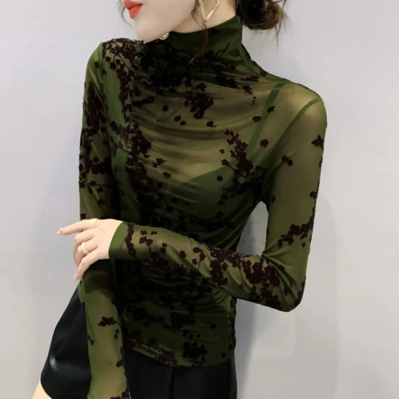 #8955 Khaki Green Basic Mesh T Shirt Women Casual Vintage Printed T Shirt Femme Sexy Thin Tight See Through Women's T-shirt 3XL
#8955 Khaki Green Basic Mesh T Shirt Women Casual Vintage Printed T Shirt Femme Sexy Thin Tight See Through Women's T-shirt 3XL
