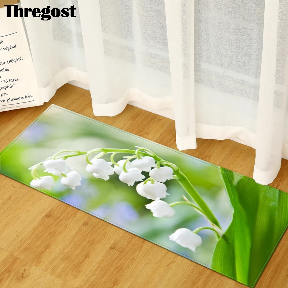 Thregost 3D с цветочным принтом Кухня коврик нескользящий ковер стол для пола