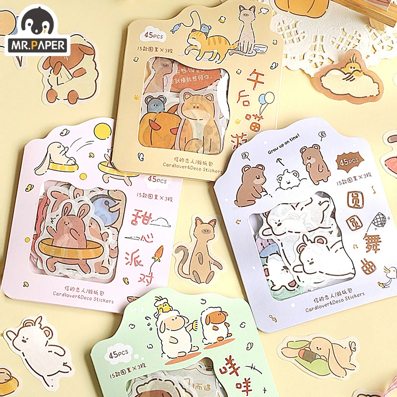 Mr.paper 4 kinds of leisurely Ode to Joy Cute Series Creative Cute Animal Handbook DIY Decoration PET Collage Material Sticker
Mr.paper 4 kinds of leisurely Ode to Joy Cute Series Creative Cute Animal Handbook DIY Decoration PET Collage Material Sticker