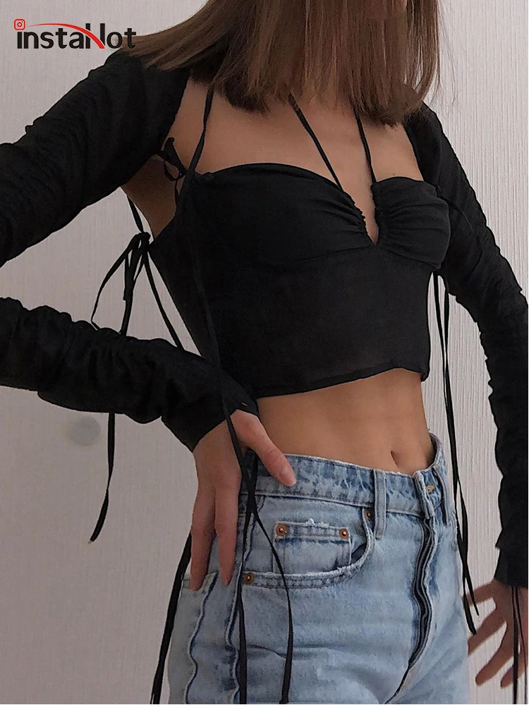 InstaHot Y2K женский укороченный топ на шнуровке с рюшами и длинным рукавом, Осенние тонкие сексуальные модные уличные повседневные шикарные фут...
InstaHot Y2K женский укороченный топ на шнуровке с рюшами и длинным рукавом, Осенние тонкие сексуальные модные уличные повседневные шикарные фут...