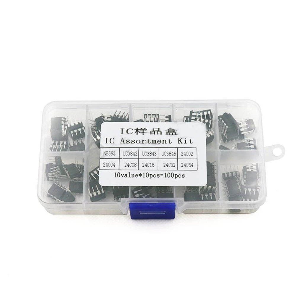 Набор DIP IC 100 шт./лот общего назначения NE555 UC3842 UC3843 UC3845 24C02 24C04 24C08 24C16 24C32 24C64 DIP каждый 10 шт.
Набор DIP IC 100 шт./лот общего назначения NE555 UC3842 UC3843 UC3845 24C02 24C04 24C08 24C16 24C32 24C64 DIP каждый 10 шт.