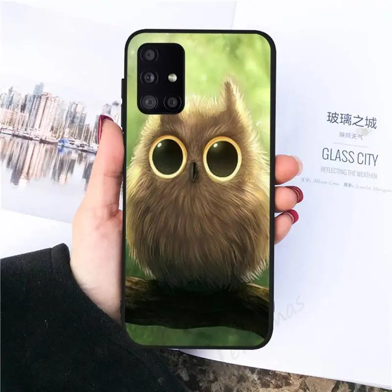 Cute Owl Hearts Lover Phone Case black For Samsung galaxy S 21 20 10 8 A 51 71 50 21s 70 40 20 20e note 10 plus Ultra 5g fe