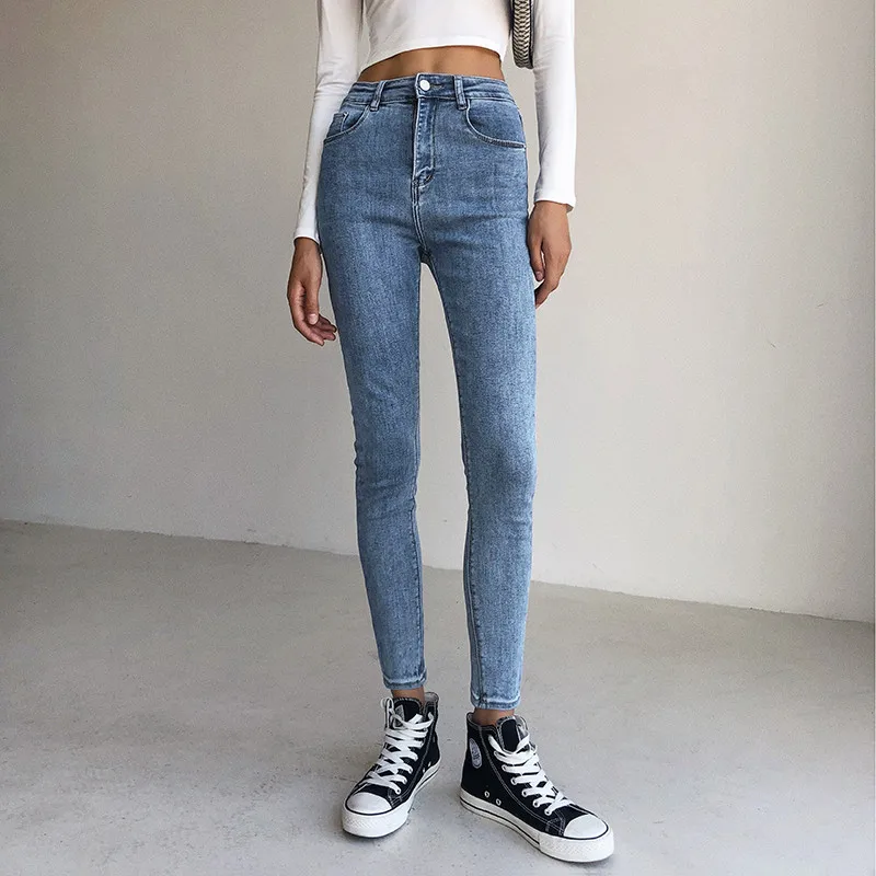 Autumn winter new style street fashion solid color stretch high waist jeans women, all-match skinny jeans women with small feet
Autumn winter new style street fashion solid color stretch high waist jeans women, all-match skinny jeans women with small feet