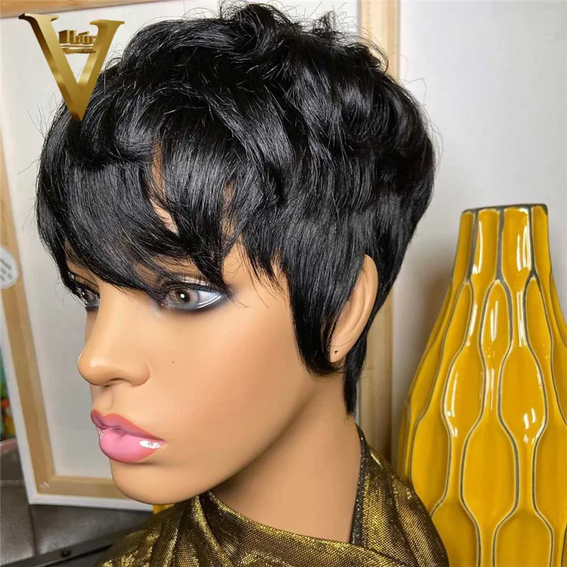 Парики из натуральных волос на кружеве Pixie Cut Короткие парики бразильских Remy 13x6