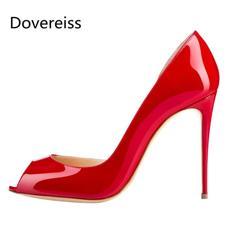 

Dovereiss Fashion Women's Shoes summer new Elegant consice Slip on Peep toe Red Nude Pumps sexy Wedding shoes Office ladys 45