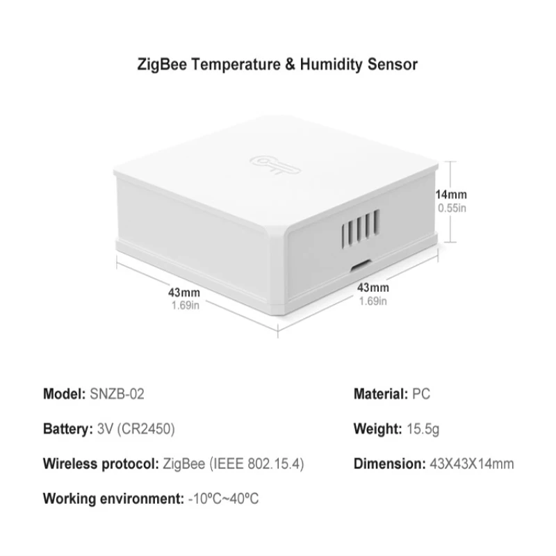 Датчик температуры и влажности SONOFF SNZB-02 ZigBee умный дом работает с приложением eWeLink