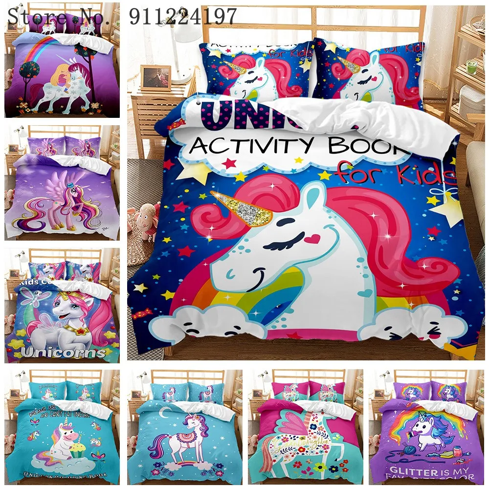 3D Cartoon Unicorn Duvet Cover Comforter Bedding Set Boys Girls Bedspread Microfiber Bedclothes Rainbow Bed Decor Gifts For Kids
3D Cartoon Unicorn Duvet Cover Comforter Bedding Set Boys Girls Bedspread Microfiber Bedclothes Rainbow Bed Decor Gifts For Kids