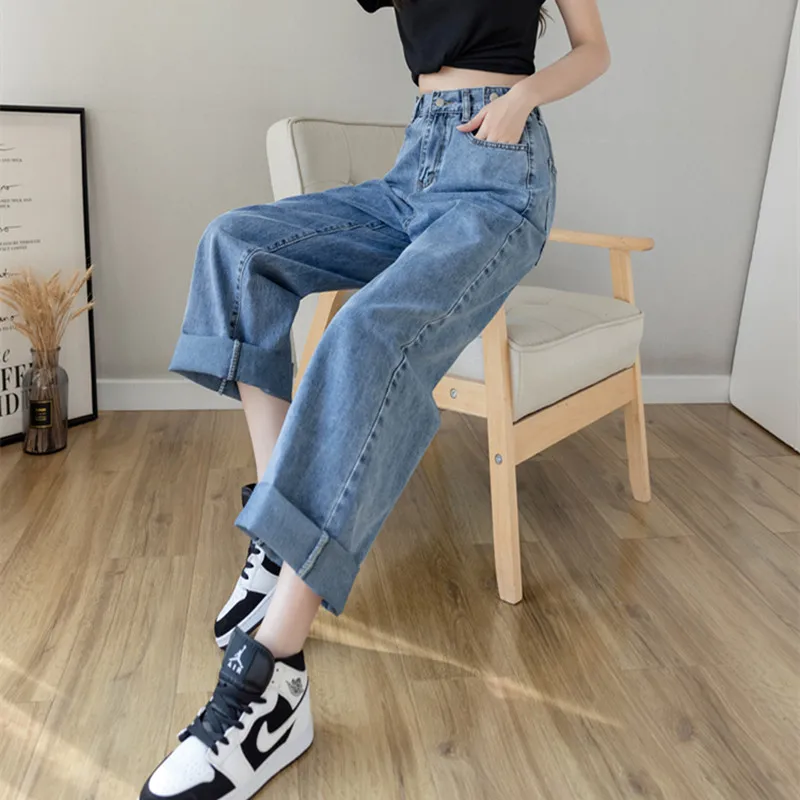 Woman Jeans High Waist Clothes Wide Leg Denim Clothing Blue Streetwear Vintage Quality 2021 Fashion Harajuku Straight Pants 
Woman Jeans High Waist Clothes Wide Leg Denim Clothing Blue Streetwear Vintage Quality 2021 Fashion Harajuku Straight Pants