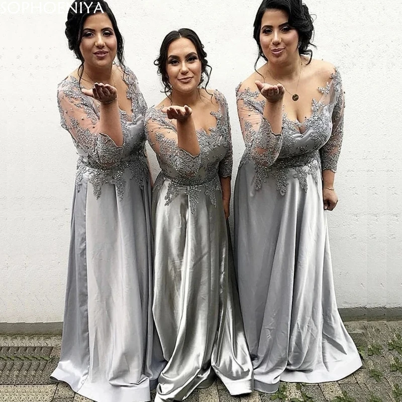 New Arrival Charming V-Neck Mother of the Bride Dresses Silver Lace Appliqued 3/4 Sleeves Wedding Party Gowns Plunge платья
New Arrival Charming V-Neck Mother of the Bride Dresses Silver Lace Appliqued 3/4 Sleeves Wedding Party Gowns Plunge платья