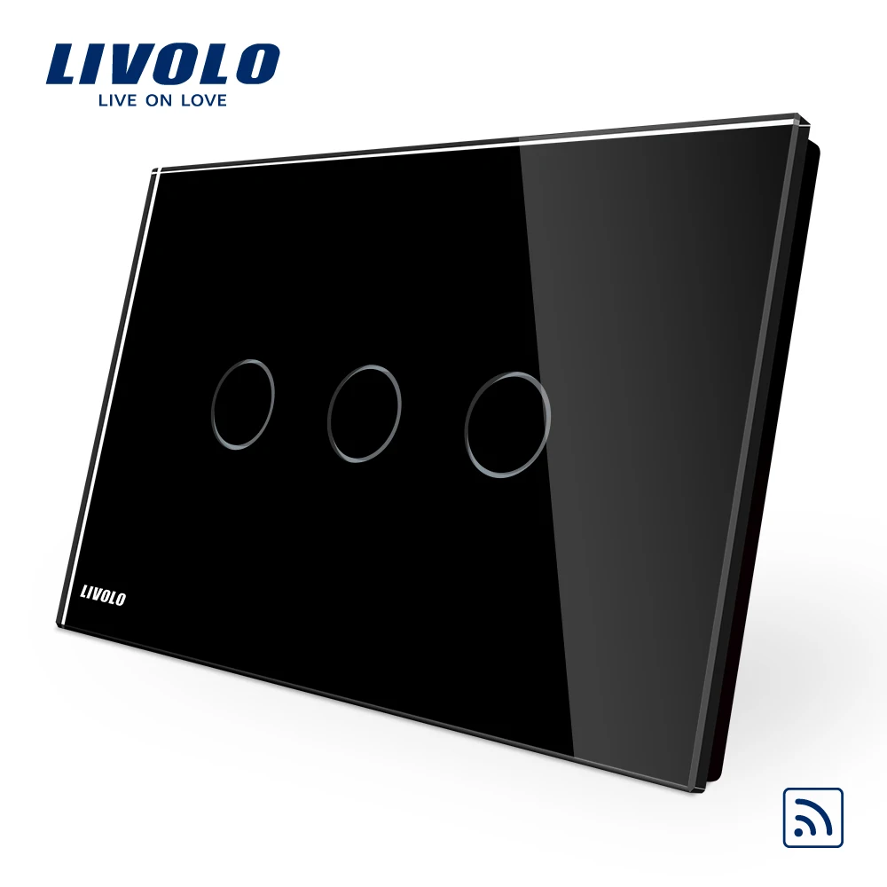 Беспроводной Выключатель Livolo AU US C9 панель из черного стекла с сенсорным экраном