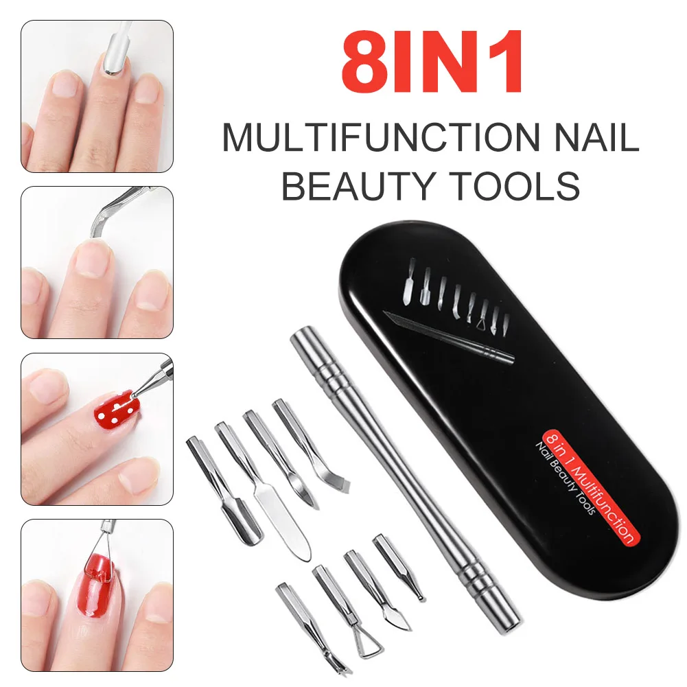 8 different tool head Manicure Set Stainless Steel Nail Cuticle Pusher Nail File Magnetic Nail Grooming Kit with Storage Case
8 different tool head Manicure Set Stainless Steel Nail Cuticle Pusher Nail File Magnetic Nail Grooming Kit with Storage Case