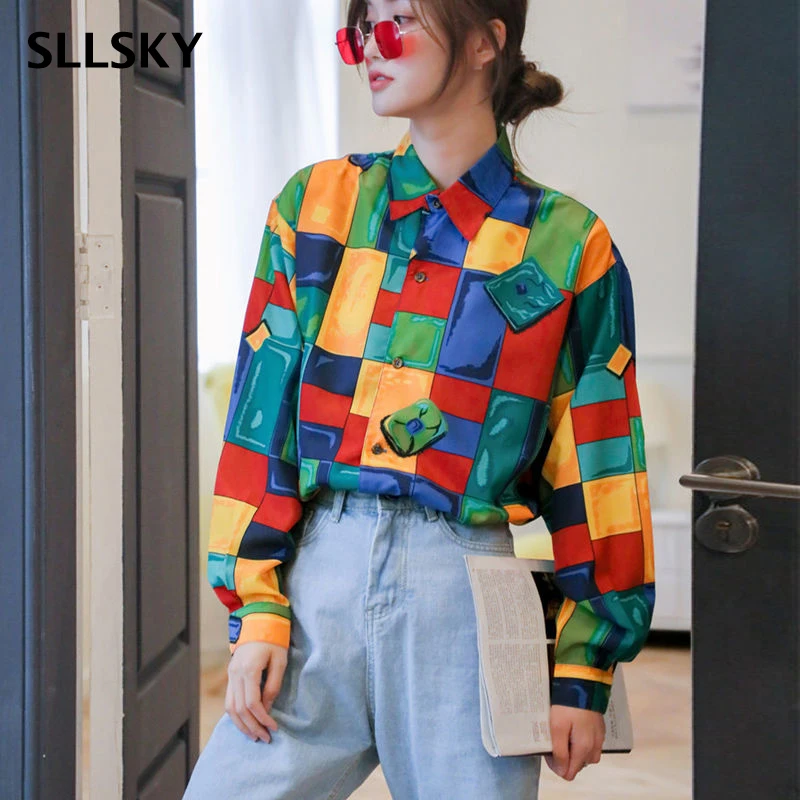 SLLSKY Plaid Printed Women Shirt Loose Oversize Long Sleeve Tops Turn-down Collar Single Breasted 2020 Spring New Casual Blouse
SLLSKY Plaid Printed Women Shirt Loose Oversize Long Sleeve Tops Turn-down Collar Single Breasted 2020 Spring New Casual Blouse