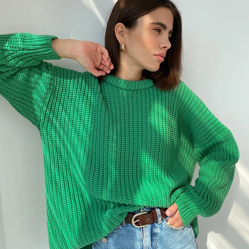 Women Knitted Thickening Oversized Sweater Female Solid Round Neck Long Sleeve Casual Loose Pullovers Tops 2021 Autumn Winter
Women Knitted Thickening Oversized Sweater Female Solid Round Neck Long Sleeve Casual Loose Pullovers Tops 2021 Autumn Winter