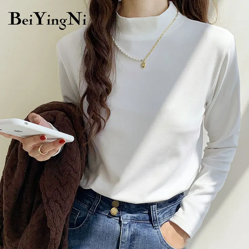 Beiyingni Women Basic Casual T Shirts Solid Color Female Turtleneck Long Sleeve Top White Black Slim T-shirt 2021 Harajuku Tops
Beiyingni Women Basic Casual T Shirts Solid Color Female Turtleneck Long Sleeve Top White Black Slim T-shirt 2021 Harajuku Tops