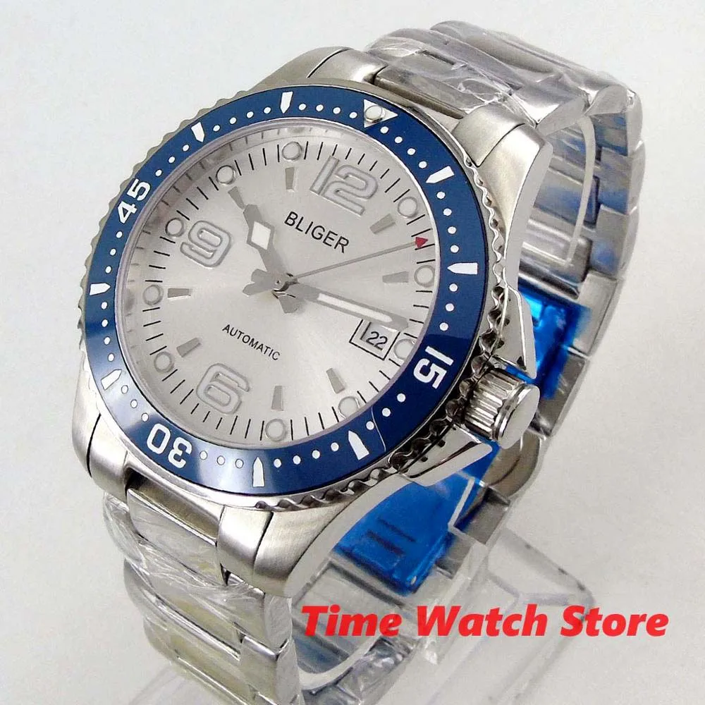 Bliger 40mm Miyota 8215 automatic watch men sapphire glass waterproof silver white dial ceramic bezel luminous
Bliger 40mm Miyota 8215 automatic watch men sapphire glass waterproof silver white dial ceramic bezel luminous