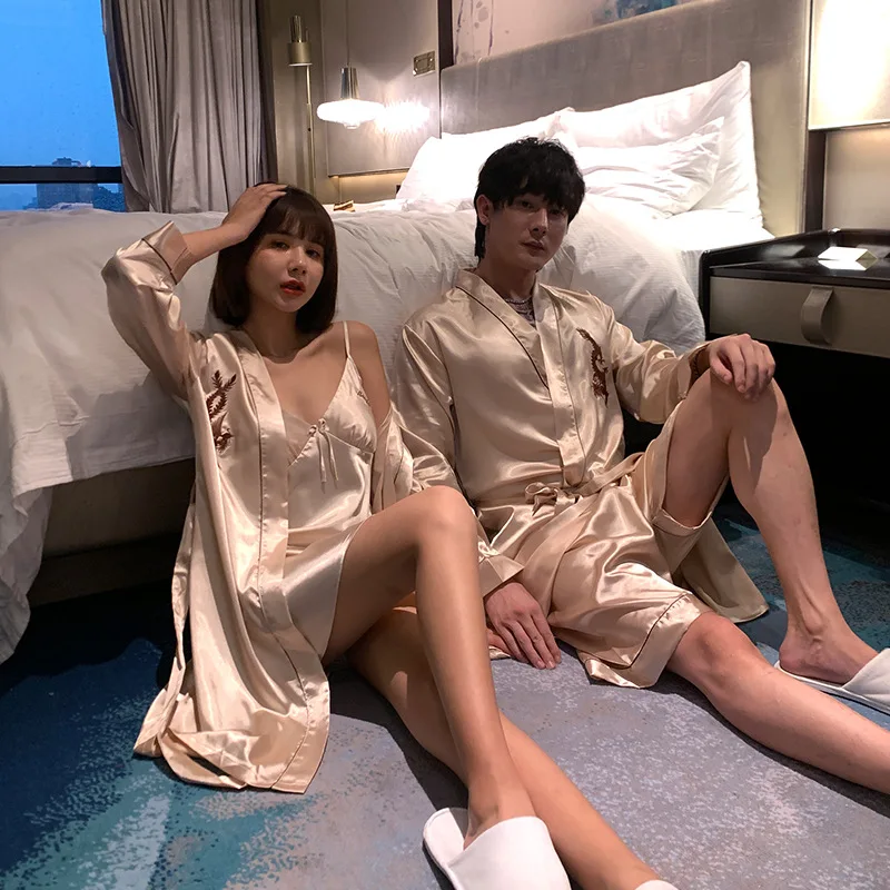 Pajama suit Satin Silk robe + shorts & robe+nightdress Pajamas Sets Couple Sleepwear Family Pijama Lover Night Suit
Pajama suit Satin Silk robe + shorts & robe+nightdress Pajamas Sets Couple Sleepwear Family Pijama Lover Night Suit
