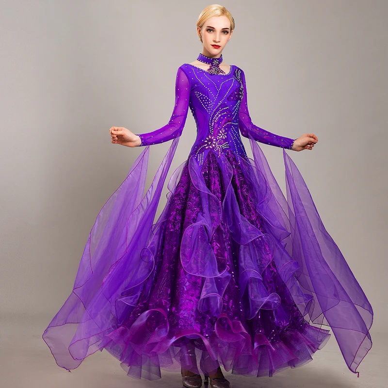 Lace Flower Pattern Flying Yarn Ballroom Competition Dance Dress Viennese Waltz Dresses Women Clothes For Dancing | Тематическая