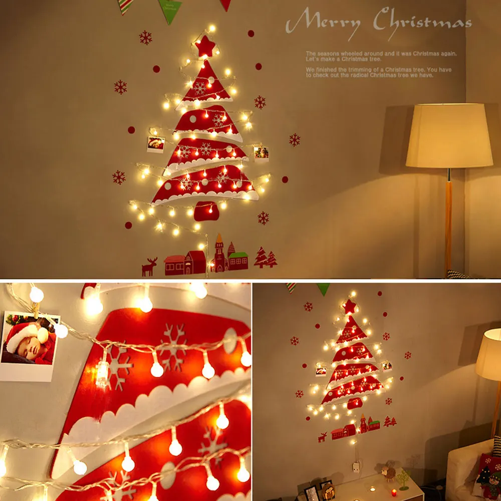 DIY Felt Christmas Tree Wall Sticker Ornaments with String Light New Year Xmas Gifts Festival Supplies Home Christmas Tree Decor
DIY Felt Christmas Tree Wall Sticker Ornaments with String Light New Year Xmas Gifts Festival Supplies Home Christmas Tree Decor