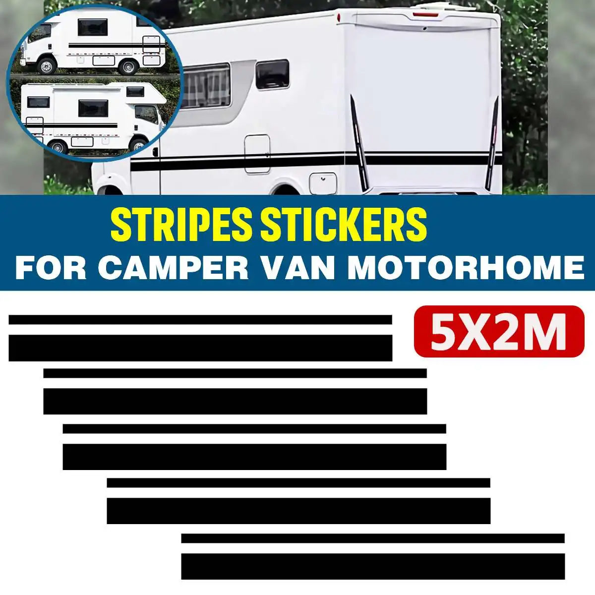 5pcs 2m Motorhome RV Sticker Strips Car Truck Caravan Large Graphic Body Stickers Decal Stickers Camper DIY Decoration Universal
5pcs 2m Motorhome RV Sticker Strips Car Truck Caravan Large Graphic Body Stickers Decal Stickers Camper DIY Decoration Universal