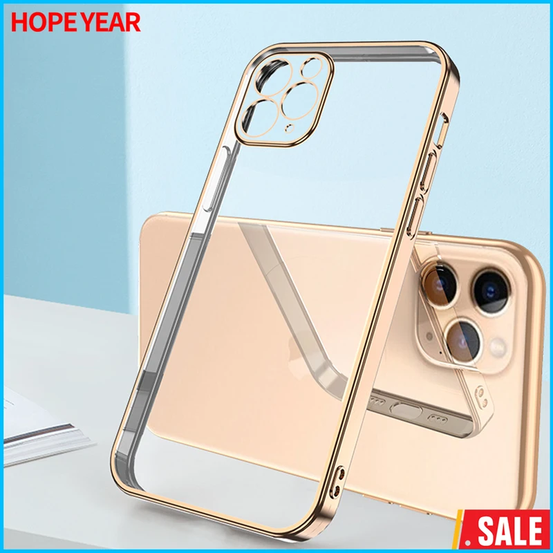 Square Frame Plating Clear Transparent Phone Case For iPhone 11 11Pro Max 12 Mini Soft Light TPU Shockproof Back Cover
Square Frame Plating Clear Transparent Phone Case For iPhone 11 11Pro Max 12 Mini Soft Light TPU Shockproof Back Cover