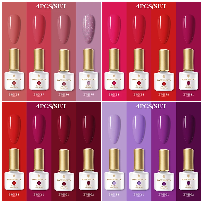 BORN PRETTY Nail Kit 4PCS Gel Nail Polish Set 7ml Glitter Sequins Soak Off Gel Semi-permanent Varnish Color Hybrid Gel Set
BORN PRETTY Nail Kit 4PCS Gel Nail Polish Set 7ml Glitter Sequins Soak Off Gel Semi-permanent Varnish Color Hybrid Gel Set